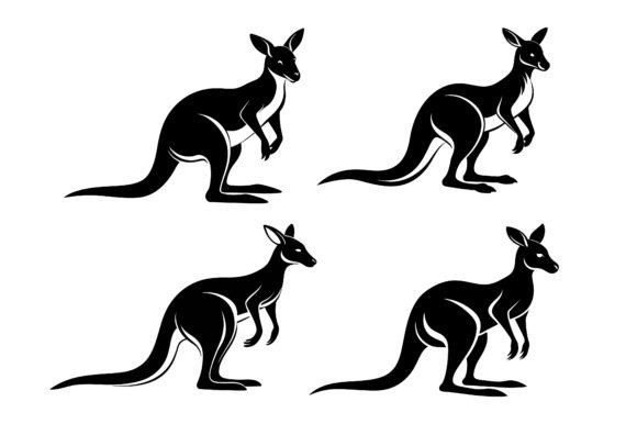 A Stylized Kangaroo Black Silhouette Set: A Versatile Graphic Asset for Creative Projects