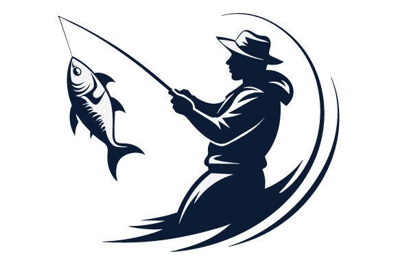 Fishing Silhouette Vector with Three Col