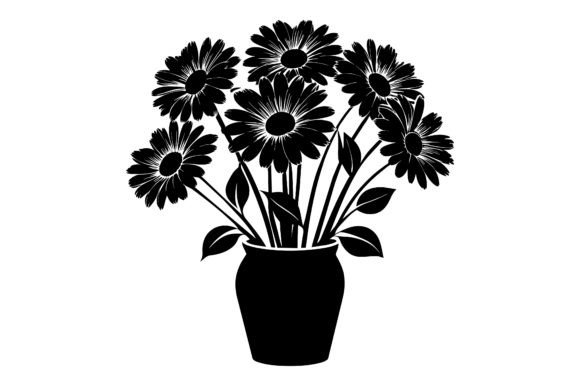 Gerbera Daisies on Vase Vector Design