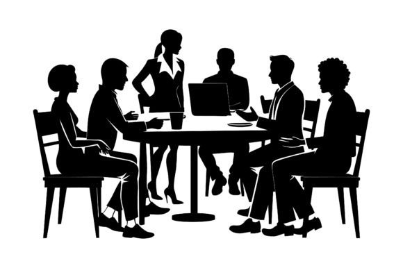 Group of People at a Meeting Table: A Versatile Vector Asset for Professional Design