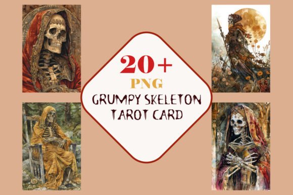Grumpy Female Skeleton Tarotcard