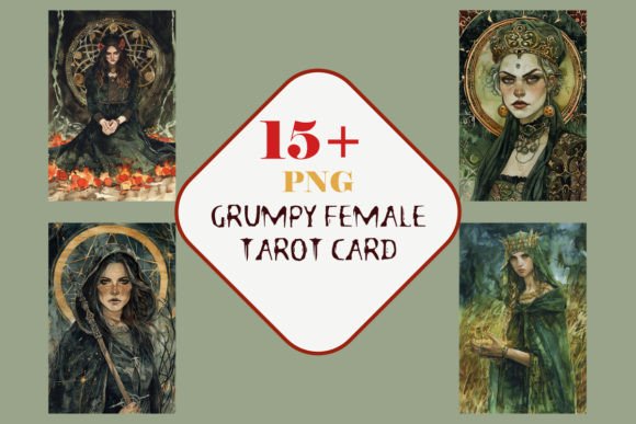 Grumpy Queen of Pentacles Tarotcard