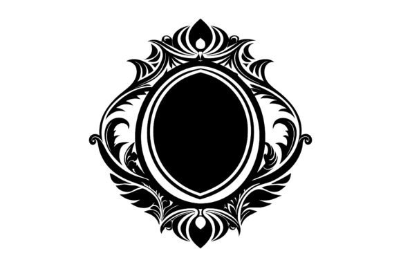 Mirror Line Art Black Silhouette Vector