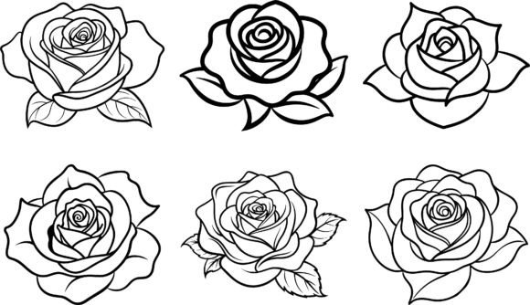 Outline Rose on White Background – A Versatile Design for Multiple Uses