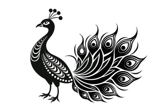 Peacock Line Art Silhouette Design for Modern Creations